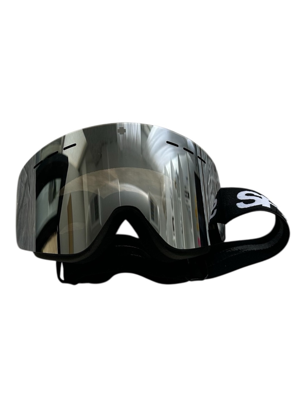 SPY Men's Silver Mirrored Ski Goggles with Black Strap
